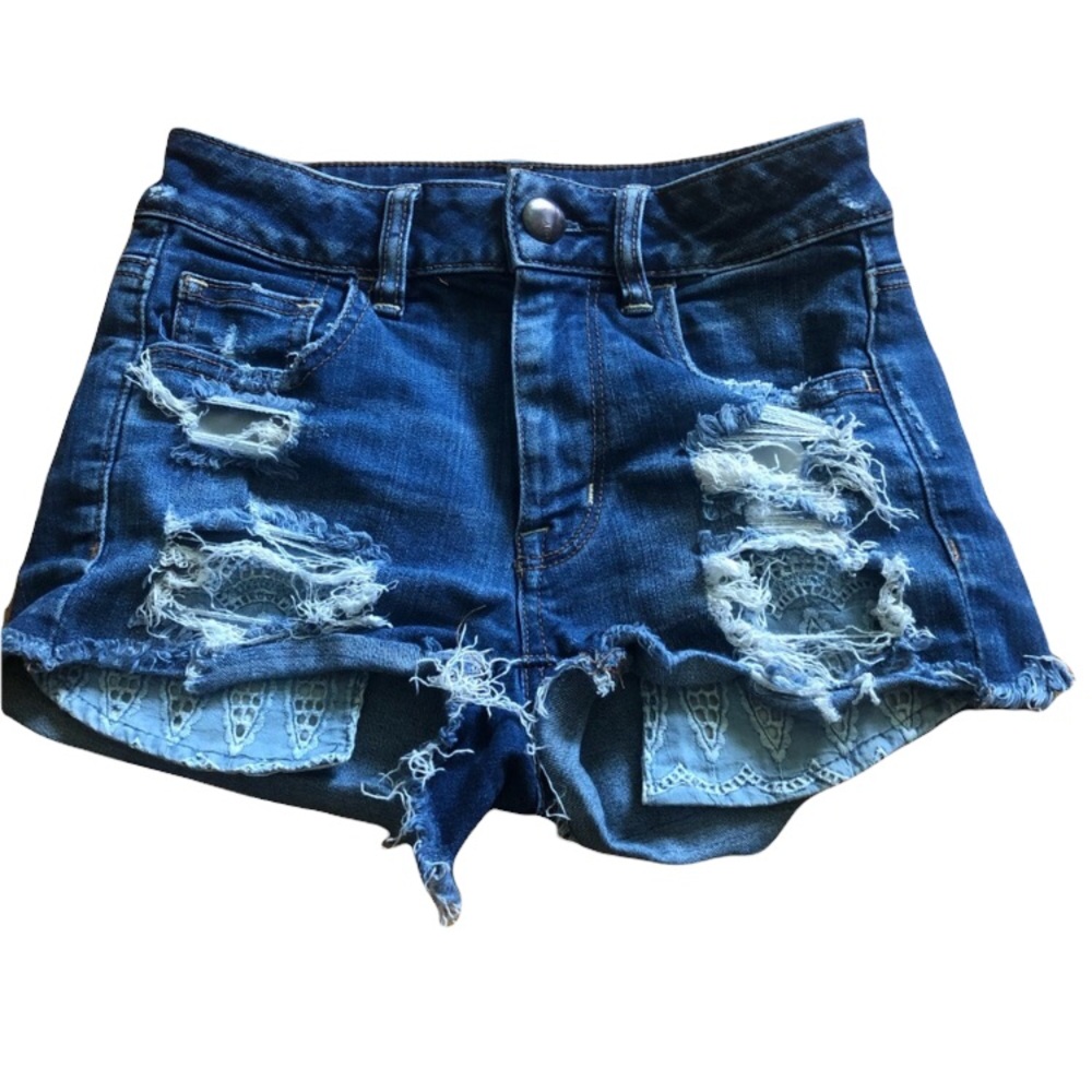 American Eagle Hi Rise Shortie Jeans Shorts Size 0